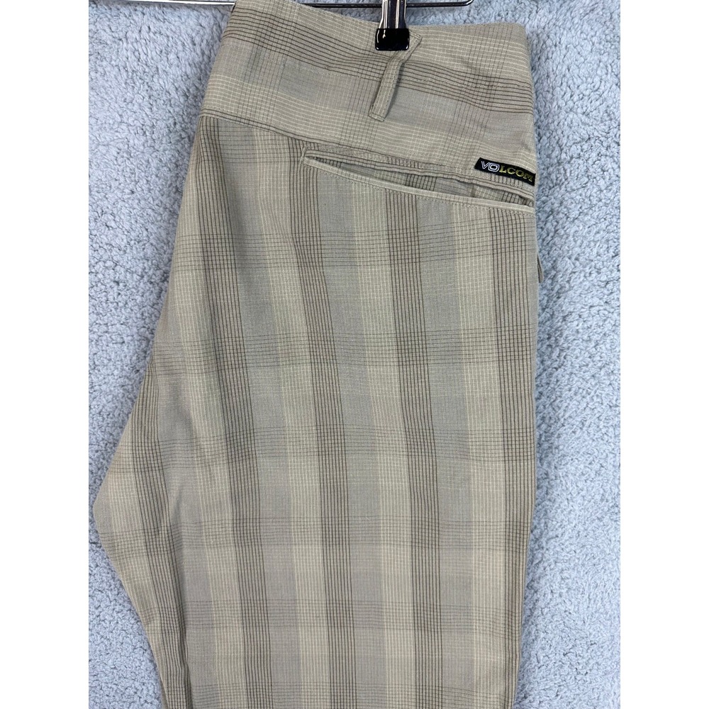 Volcom Pants Mens 34x29 Brown Chino Relaxed Fit Striped Straight Casual Preppy